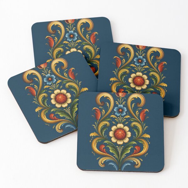 Item preview, Norwegian Blue Telemark Rosemaling ,Rosemaling Blue and Red  designed and sold by Owneysweet.