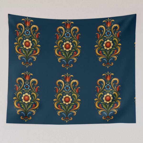 Item preview, Norwegian Blue Telemark Rosemaling ,Rosemaling Blue and Red  designed and sold by Owneysweet.