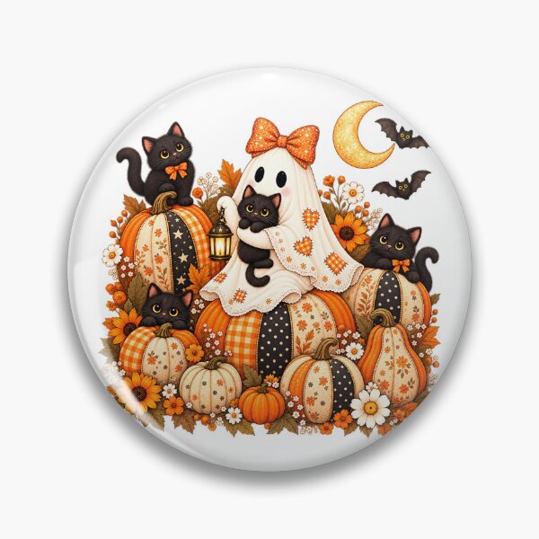 Item preview, Cute Halloween Ghost Black Cat Pumpkin Patchwork designed and sold by will freed18.