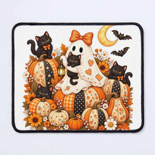 Item preview, Cute Halloween Ghost Black Cat Pumpkin Patchwork designed and sold by will freed18.