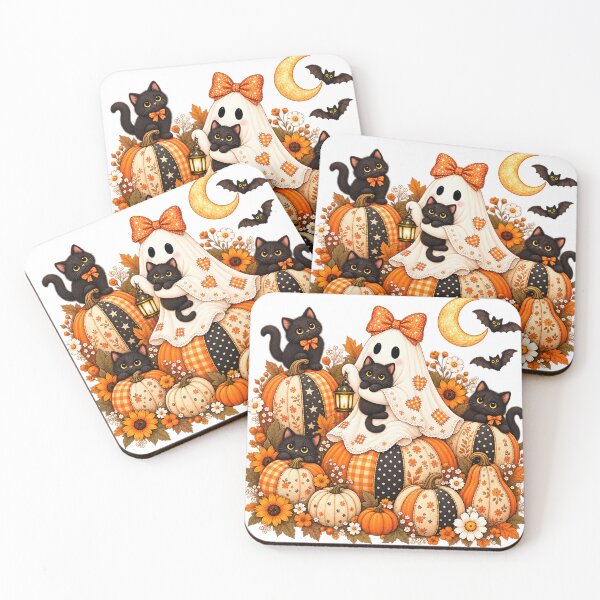 Item preview, Cute Halloween Ghost Black Cat Pumpkin Patchwork designed and sold by will freed18.