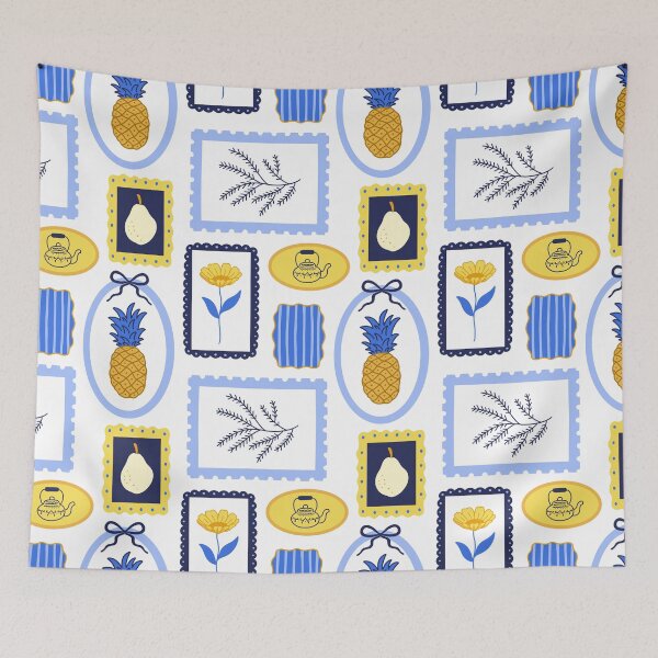 Item preview, Coquette Cottage Kitchen — Floral, Pineapple & Tea Kettle Seamless Pattern designed and sold by Olive Lane Creative.