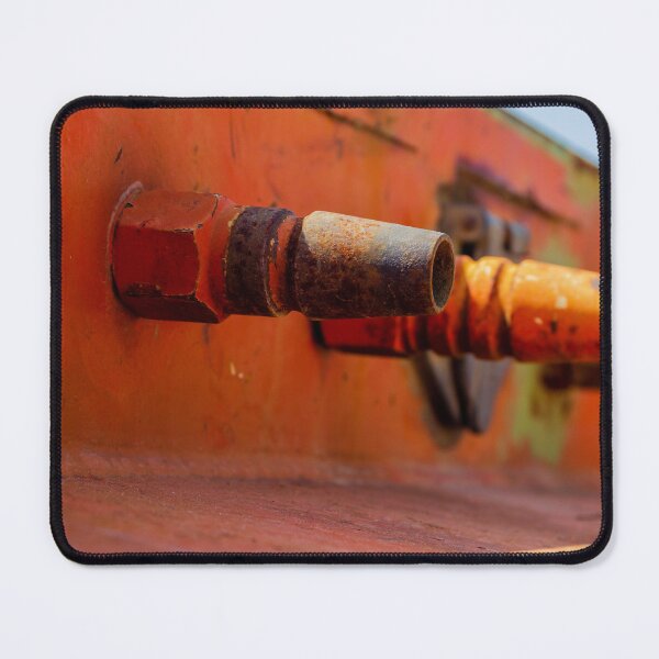 Item preview, Rusty Metal Hose Connectors Close-Up On Orange Industrial Surface With Weathered Texture designed and sold by Nmallia.