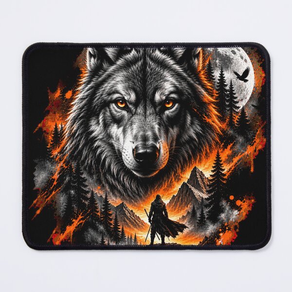 Item preview, Wilderness Wolf Warrior – Dramatic Wolf Wildlife Fantasy Art designed and sold by wildflux.