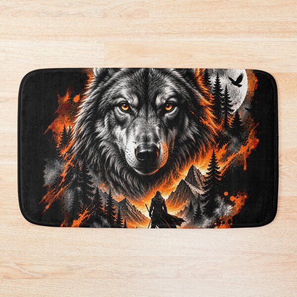 Item preview, Wilderness Wolf Warrior – Dramatic Wolf Wildlife Fantasy Art designed and sold by wildflux.