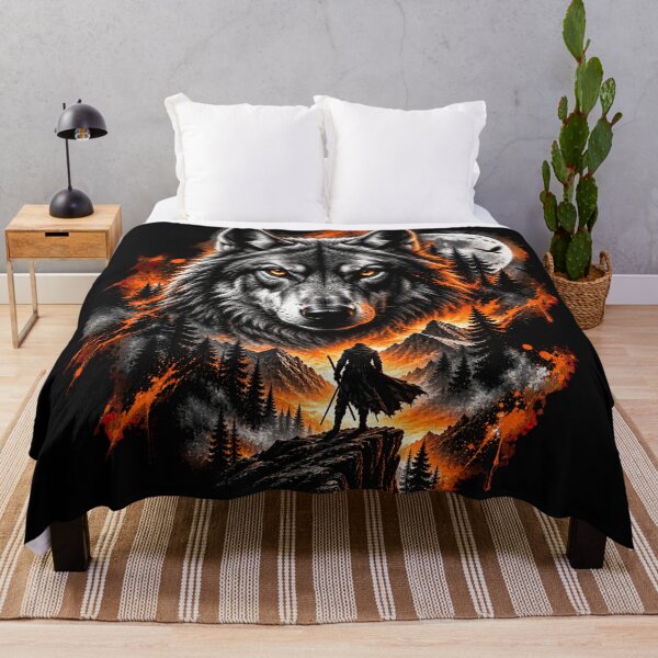 Item preview, Wilderness Wolf Warrior – Dramatic Wolf Wildlife Fantasy Art designed and sold by wildflux.