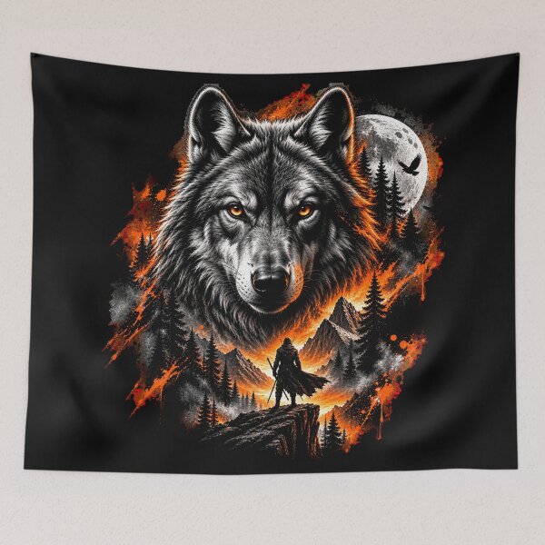 Item preview, Wilderness Wolf Warrior – Dramatic Wolf Wildlife Fantasy Art designed and sold by wildflux.