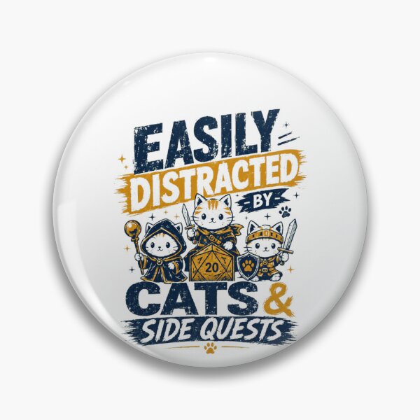 Item preview, Easily Distracted By Cats & Side Quests Roleplaying Game Feline Fan designed and sold by RetroMini2026.