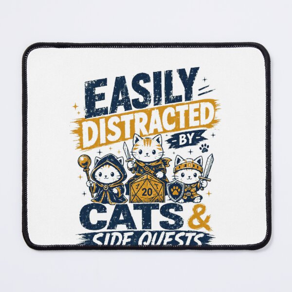 Item preview, Easily Distracted By Cats & Side Quests Roleplaying Game Feline Fan designed and sold by RetroMini2026.