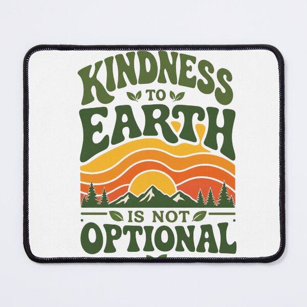Item preview, Kindness to Earth – Retro 70s Wavy Sunset Gradient – Eco-Friendly Typography – Leaf Accent Design designed and sold by bobscraze.