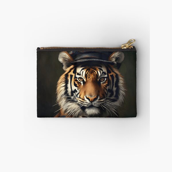 Item preview, Vintage Animal Art: Tiger Gentleman with a Cap Portrait | Animal Art | Oil Painting | Animal Portrait designed and sold by UnhingedBird.
