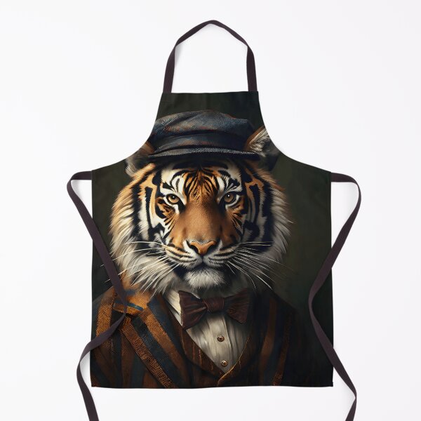 Item preview, Vintage Animal Art: Tiger Gentleman with a Cap Portrait | Animal Art | Oil Painting | Animal Portrait designed and sold by UnhingedBird.
