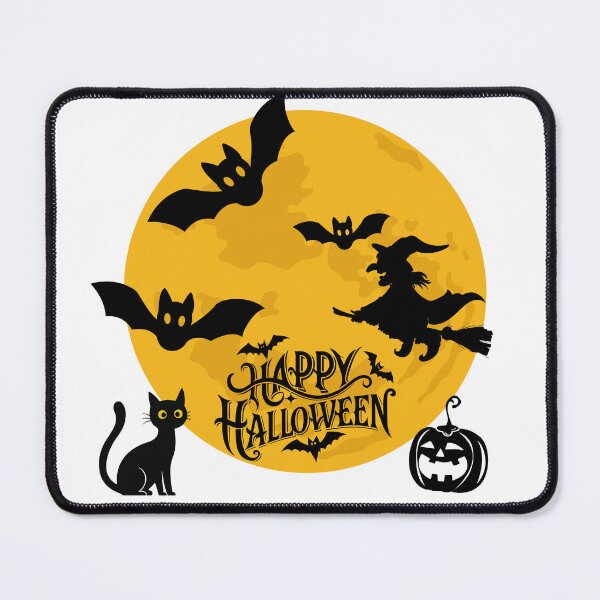 Item preview, Happy Halloween Witch and Black Cats – Spooky Bat Moon Design designed and sold by AaryaGraphics.