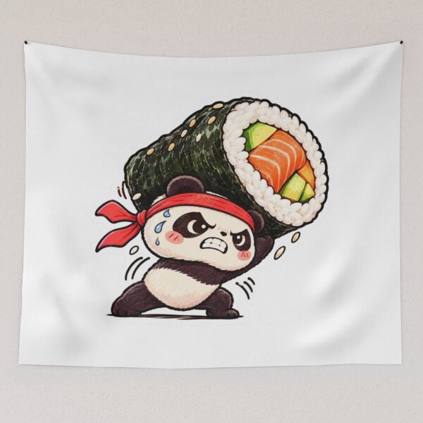 Item preview, Strong Ninja Panda Lifting Giant Sushi Roll designed and sold by Snurly.
