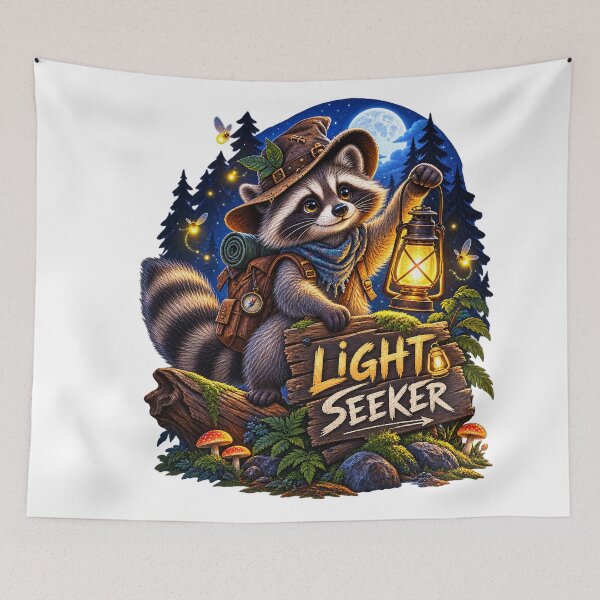Item preview, Light Seeker Raccoon Lantern Wildlife Art designed and sold by wildflux.