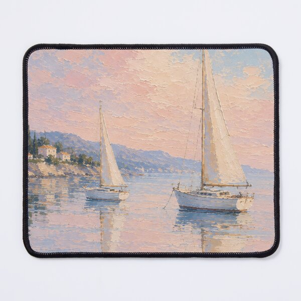 Item preview, Two Sailboats At Sunset - Pastel Seascape And Calm Ocean Painting designed and sold by Jozefin's Studio.