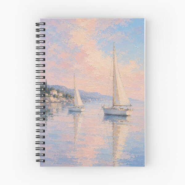 Item preview, Two Sailboats At Sunset - Pastel Seascape And Calm Ocean Painting designed and sold by Jozefin's Studio.