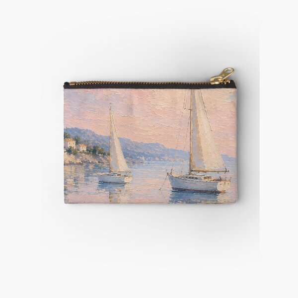 Item preview, Two Sailboats At Sunset - Pastel Seascape And Calm Ocean Painting designed and sold by Jozefin's Studio.
