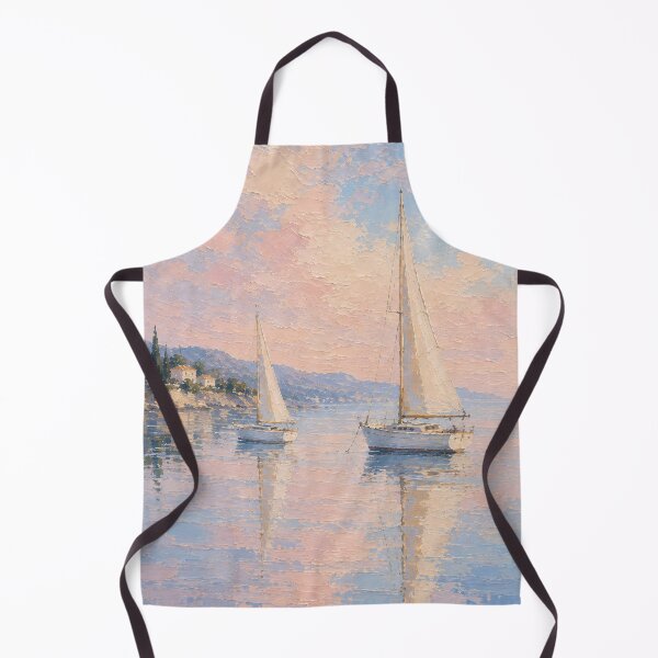 Item preview, Two Sailboats At Sunset - Pastel Seascape And Calm Ocean Painting designed and sold by Jozefin's Studio.