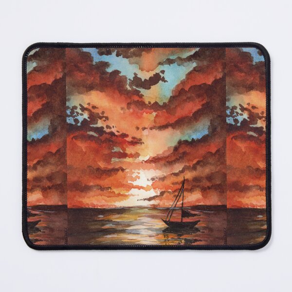 Item preview, Between Fire and Sea | Dramatic Sunset Watercolour designed and sold by ArithraStudio.