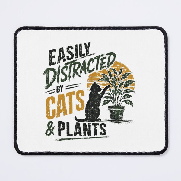 Item preview, Easily Distracted By Cats & Plants Cat Lover Plant Parent Gardener designed and sold by RetroMini2026.