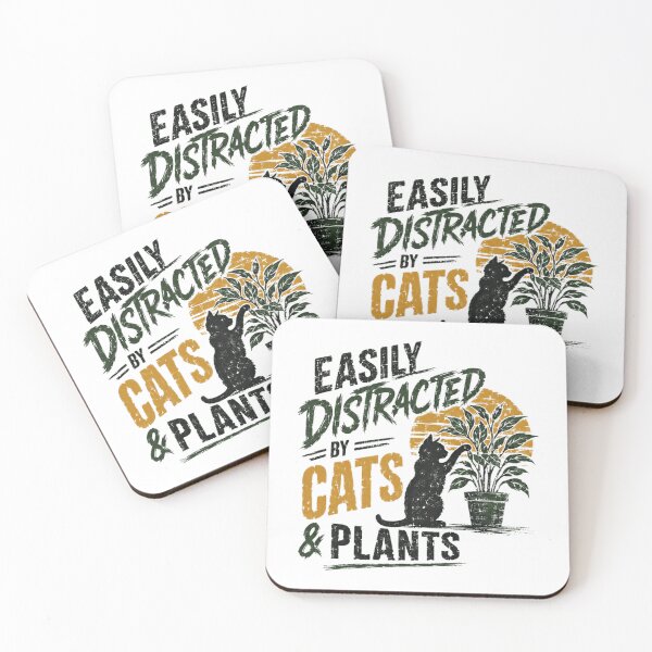 Item preview, Easily Distracted By Cats & Plants Cat Lover Plant Parent Gardener designed and sold by RetroMini2026.