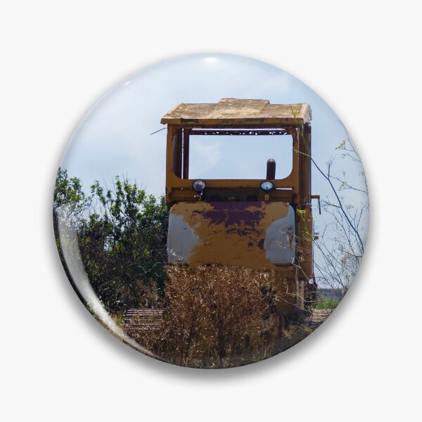 Item preview, Abandoned Yellow Bulldozer Overgrown in Field Under Blue Sky, Rusted Construction Machinery designed and sold by Nmallia.