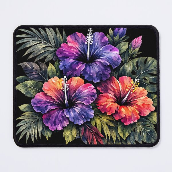 Item preview, Vibrant Tropical Hibiscus Watercolor Bouquet with Monstera Leaves designed and sold by IamNolmo.