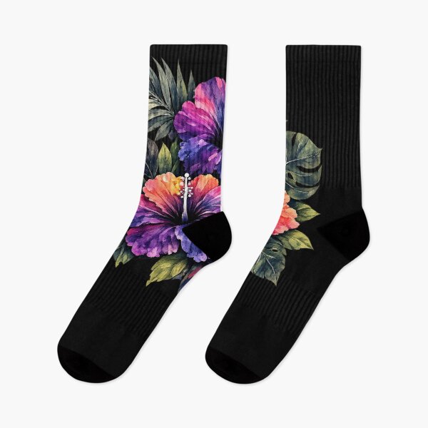Item preview, Vibrant Tropical Hibiscus Watercolor Bouquet with Monstera Leaves designed and sold by IamNolmo.