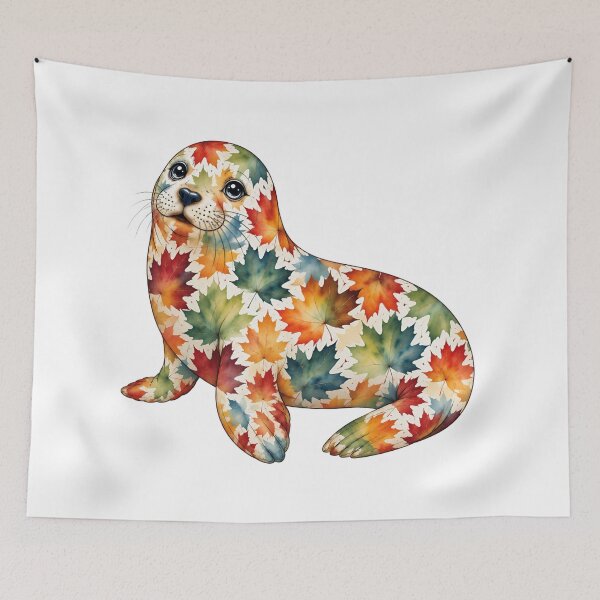 Item preview, Colorful Sea Seal | Ocean Autumn Maples Art Collection designed and sold by Zaru Art Studio.