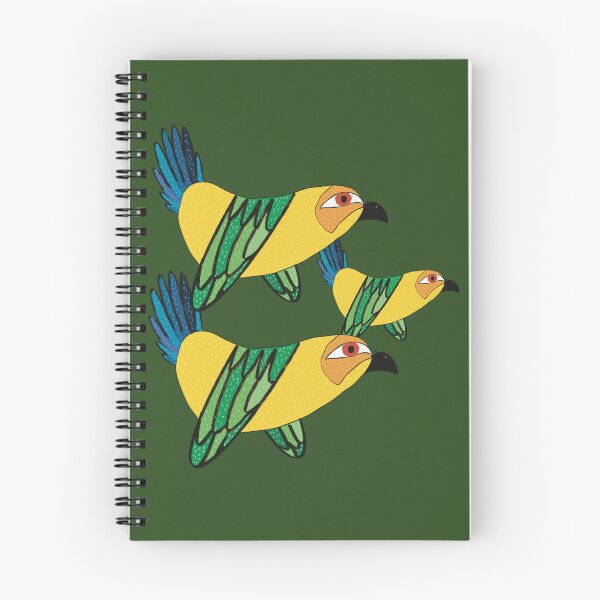 Item preview, Colorful Tropical Birds Flight - Folk Art Illustration designed and sold by La Galleria della Mente.