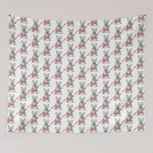 Item preview, Yorkie Rock Funny Dog Playing Guitar Rock LIMITED EDITION designed and sold by TidalwaveJaycee.