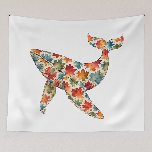 Item preview, Colorful Ocean Whale | Ocean Autumn Maples Art Collection designed and sold by Zaru Art Studio.