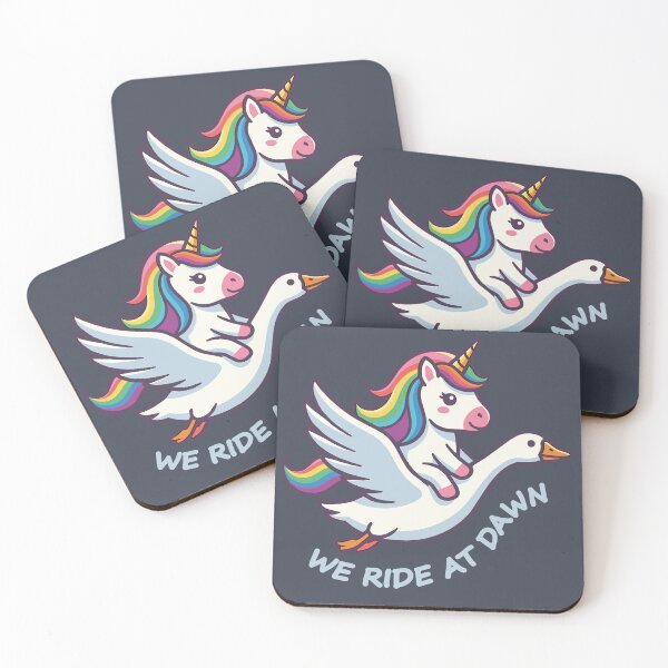 Item preview, We Ride At Dawn Cute Unicorn Riding Goose Meme designed and sold by chriswo-design.