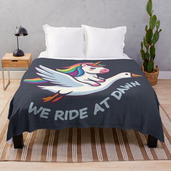 Item preview, We Ride At Dawn Cute Unicorn Riding Goose Meme designed and sold by chriswo-design.