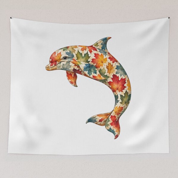 Item preview, Colorful Sea Dolphin | Ocean Autumn Maples Art Collection designed and sold by Zaru Art Studio.