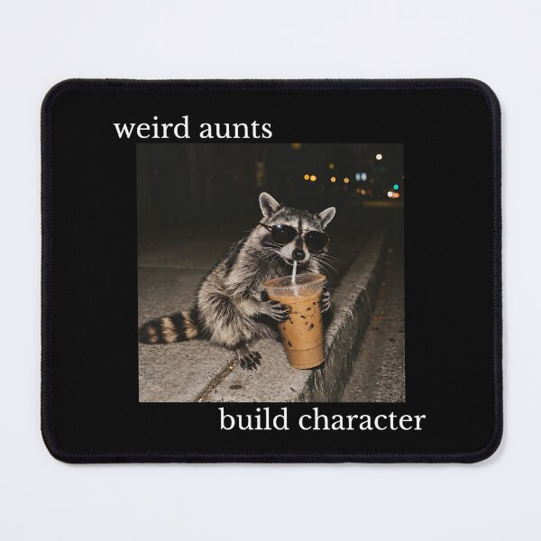Item preview, Raccoon Weird Aunts Build Character Cool Drinking Iced Coffee designed and sold by zwawji.