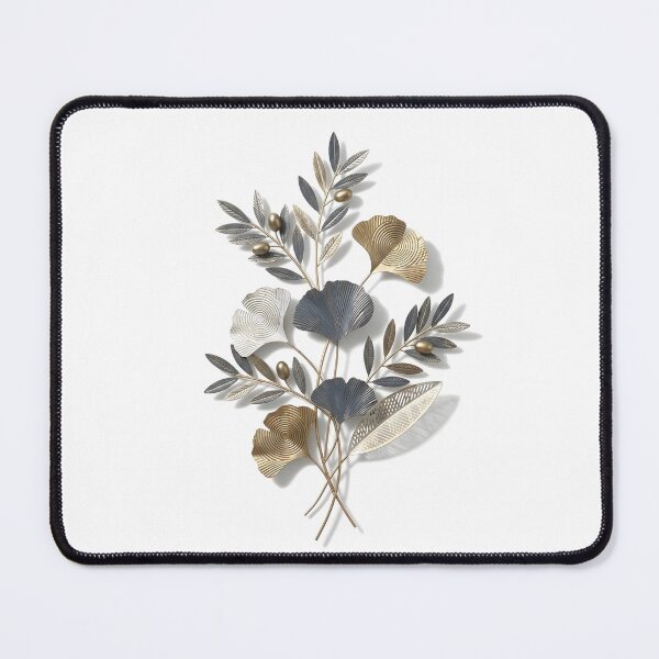 Item preview, 3D Metal Olive & Ginkgo Branch Wall Art Print | Gold Slate Blue Metallic Botanical Poster | Floating Relief Sculpture Illustration | Mediterranean Decor designed and sold by SergioMiklos.