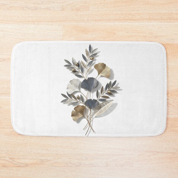 Item preview, 3D Metal Olive & Ginkgo Branch Wall Art Print | Gold Slate Blue Metallic Botanical Poster | Floating Relief Sculpture Illustration | Mediterranean Decor designed and sold by SergioMiklos.