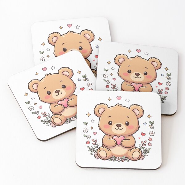 Item preview, Adorable Teddy Bear with Heart, Stars & Flowers designed and sold by Tinydoodlenest .
