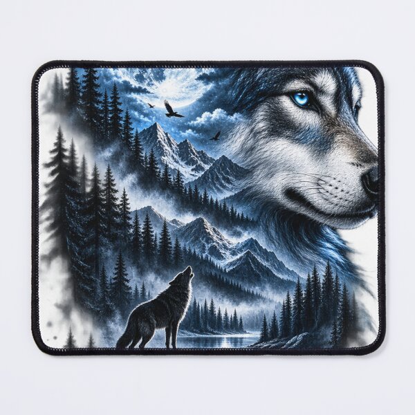 Item preview, Wolf Spirit Night Forest Moon Wilderness Art designed and sold by Print Print On.