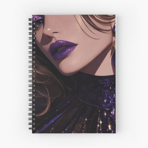 Item preview, Purple Glamour Portrait | Elegant Beauty with Violet Makeup & Feather Earrings | Fashion Art designed and sold by GarnerSupplyCo.