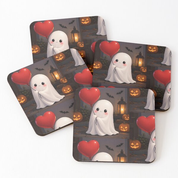 Item preview, Adorable Cute Ghost with Heart Balloon Halloween Art designed and sold by Ink-verse-.