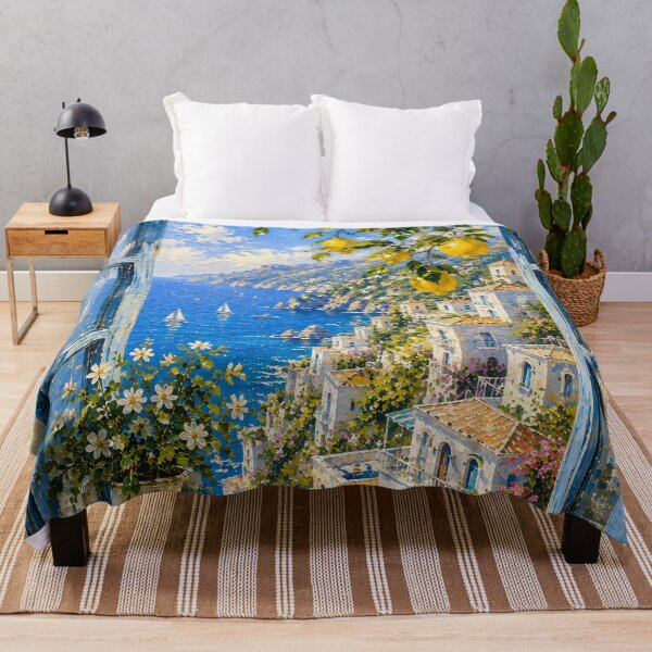 Item preview, Amalfi Coast Window With Lemons - Blue Shutters And Sea View Painting designed and sold by Jozefin's Studio.