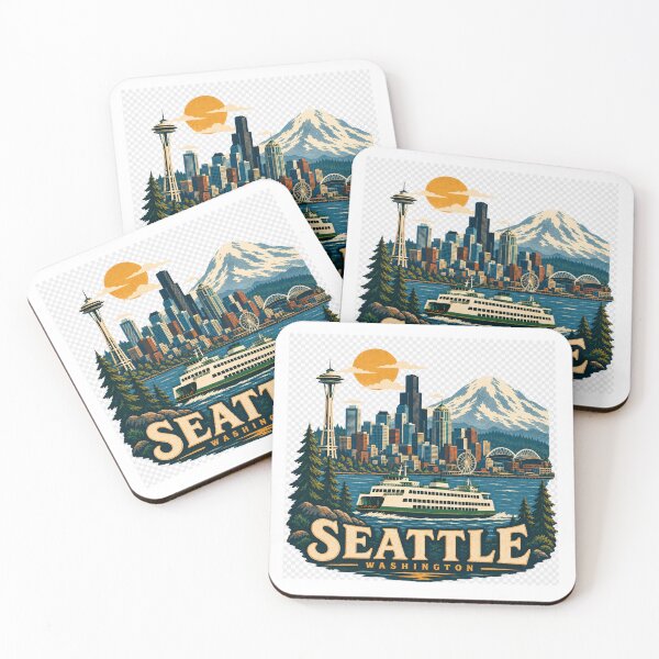 Item preview, Seattle From the Sound Vintage Travel Art designed and sold by Rewind Society.