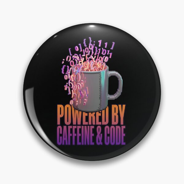 Item preview, Powered By Caffeine And Code Retro Pixel Art designed and sold by DarkCodeLabs1.