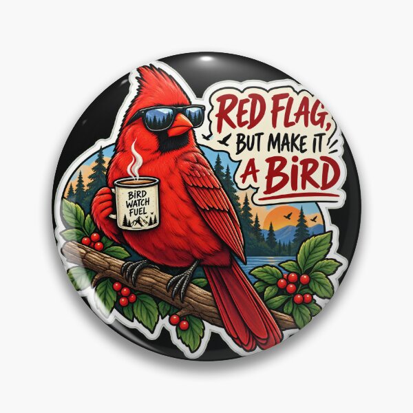 Item preview, Red Flag But Make It a Bird | Funny Cardinal Birdwatching Retro Design designed and sold by Jankes88.