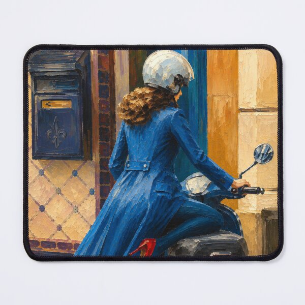 Item preview, Blue Scooter Street Scene – French Lifestyle Art designed and sold by CARRAANN.