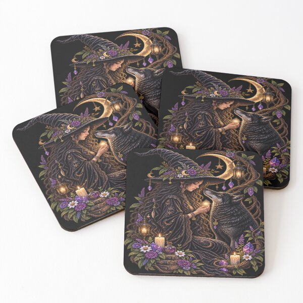 Item preview, Moonbound Witch & Her Mystic Wolf designed and sold by Losthope Creations.