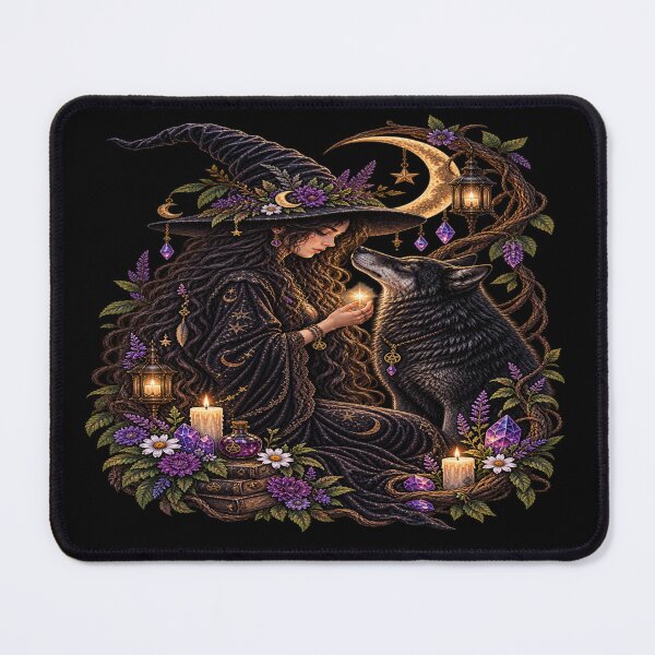 Item preview, Moonbound Witch & Her Mystic Wolf designed and sold by Losthope Creations.
